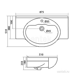 Раковина мебельная Santek Сенеж 88 1.WH11.0.265 белая купить в интернет-магазине Sanbest