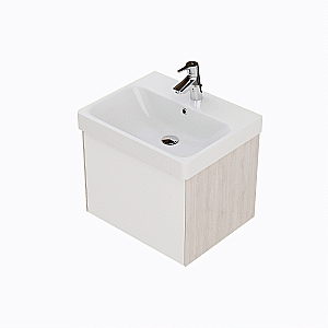 Тумба с раковиной Акватон Асти 55 белая глянцевая/ясень шимо для ванной в интернет-магазине Sanbest