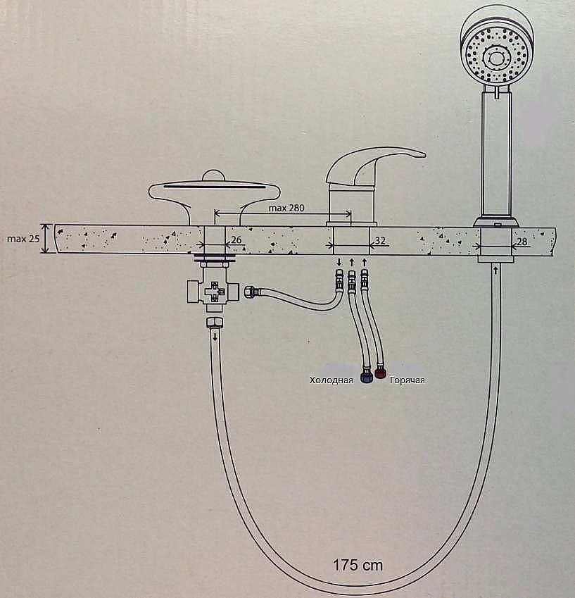 Смеситель врезной каскадный для ванн Ravak Rosa RS 025.00 купить в интернет-магазине сантехники Sanbest