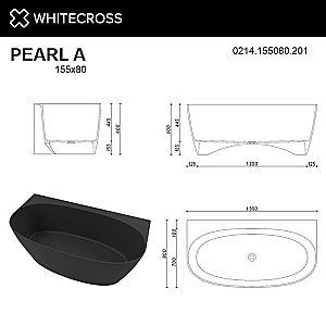Ванна из искусственного камня WhiteCross Pearl A 155x80 черный матовый купить в интернет-магазине Sanbest