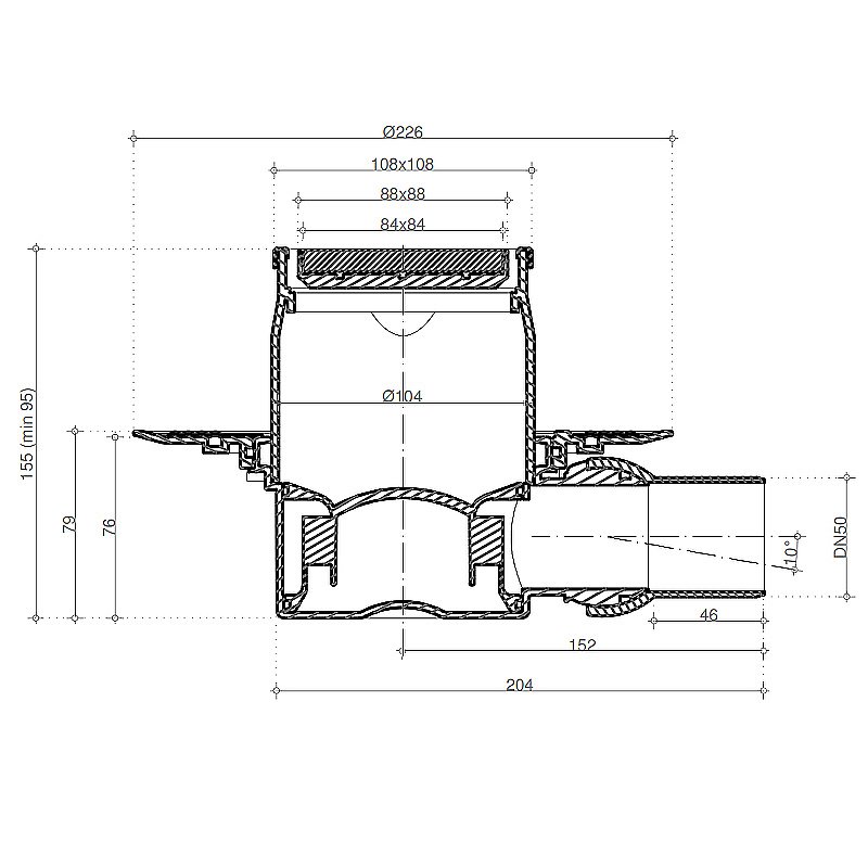 Душевой трап Pestan Confluo Standard 13000125 золото купить в интернет-магазине Sanbest