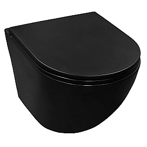 Унитаз подвесной Azario Grado AZ-0046-UQ3-MB черный матовый, безободковый, с крышкой микролифт, слив торнадо купить в интернет-магазине Sanbest