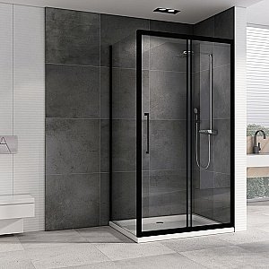 Душевой уголок ABBER Schwarzer Diamant AG30180BH-S100B 180х100 стекло прозрачное/профиль черный купить в интернет-магазине Sanbest