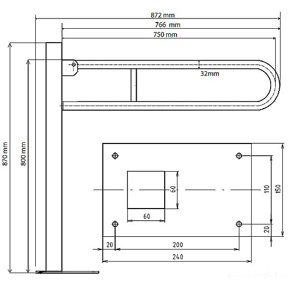 Поручень Bemeta Help 301107301 хром купить в интернет-магазине сантехники Sanbest