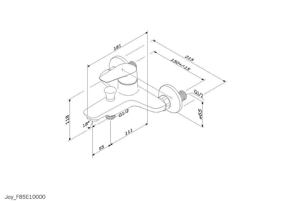 Смеситель для ванны AM.PM X-JOY F85E10000 купить в интернет-магазине сантехники Sanbest