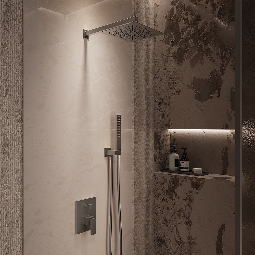 Душевая система Vincea Dice VSFW-2DS1GM вороненая сталь купить в интернет-магазине сантехники Sanbest