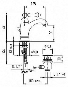 Смеситель для раковины Cezares MARGOT-LSM1-A-03/24-Bi золото купить в интернет-магазине сантехники Sanbest