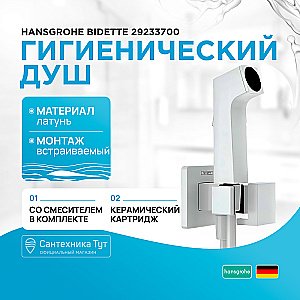 Гигиенический душ Hansgrohe Bidette 29233700 белый матовый купить в интернет-магазине сантехники Sanbest
