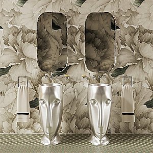 Раковина напольная Kerasan Artwork Moloco 45 474086 белая, серебро купить в интернет-магазине Sanbest