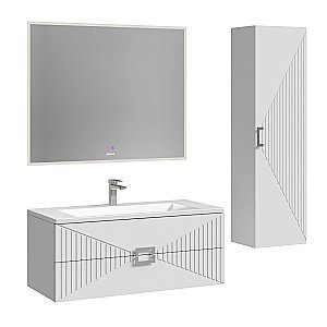 Тумба с раковиной подвесная Grossman ЛУКСОР 100 с 2-я ящ, белая матовая для ванной в интернет-магазине Sanbest