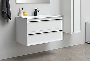 Тумба с раковиной Aquanet Lino 90 белая матовая для ванной в интернет-магазине Sanbest
