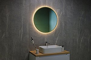 Зеркало Art&Max ASTI AM-Ast-800-DS-FNC-Gold в ванную от интернет-магазине сантехники Sanbest