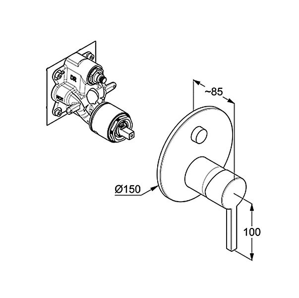 Смеситель для душа Kludi Nova Fonte Puristic 207593915 черный матовый купить в интернет-магазине сантехники Sanbest
