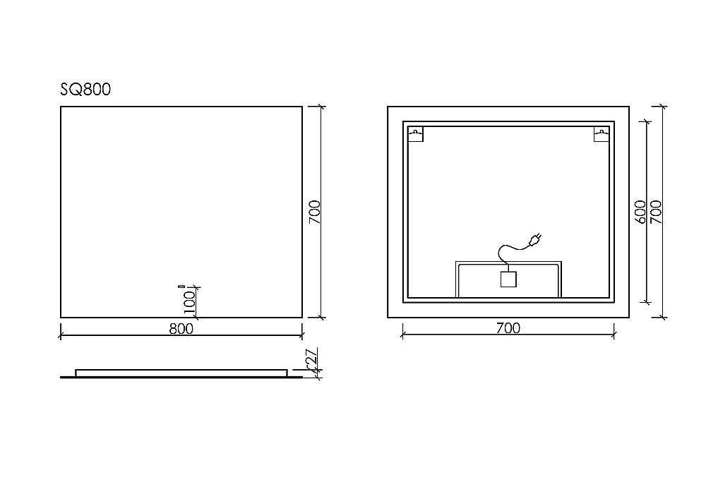 Зеркало с подсветкой Sancos Square 2.0 SQ2.800 80х70 в ванную от интернет-магазине сантехники Sanbest