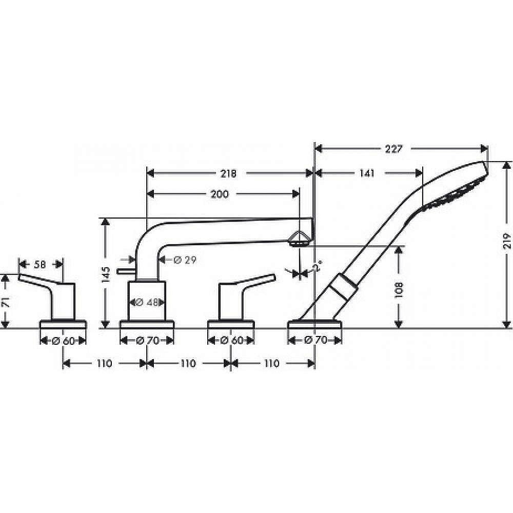 Смеситель для ванны Hansgrohe Talis S 72418000 купить в интернет-магазине сантехники Sanbest