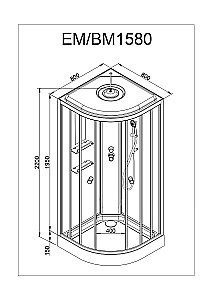 Душевая кабина DTO ЕМ1580 с гидромассажем и пультом 80х80 купить в интернет-магазине Sanbest