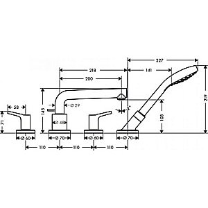 Смеситель для ванны Hansgrohe Talis S 72418000 купить в интернет-магазине сантехники Sanbest