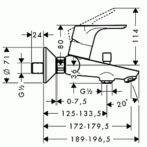 Смеситель для ванны Hansgrohe Focus E 31940000 купить в интернет-магазине сантехники Sanbest