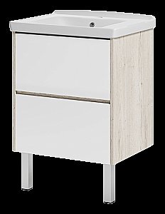 Тумба с раковиной Misty Мускат - 60 П-Мус01060-0112Я белый/светлое дерево для ванной в интернет-магазине Sanbest