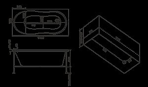 Ванна акриловая BAS Тесса 140x70 купить в интернет-магазине Sanbest