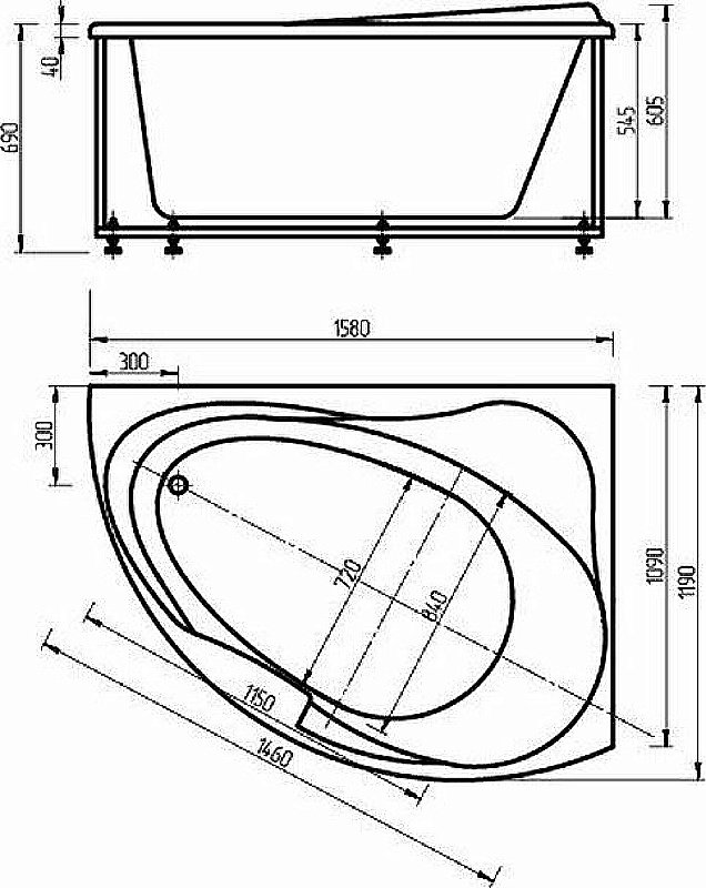 Ванна Aquatek Альтаир 158x119 белая купить в интернет-магазине Sanbest