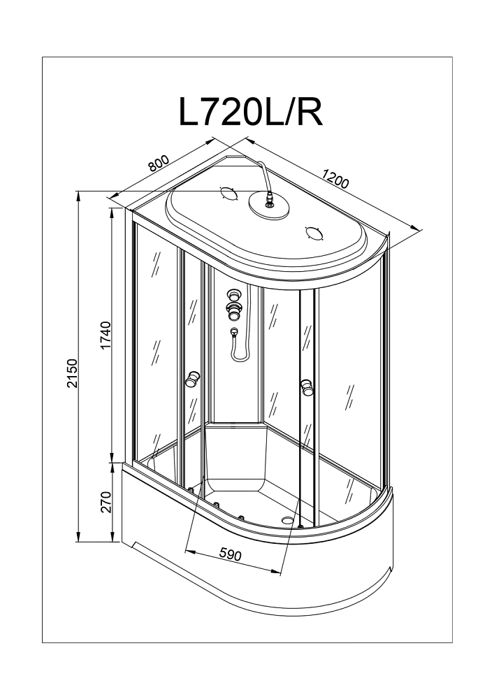 Душевая кабина Deto L 720 120х80 с электрикой купить в интернет-магазине Sanbest