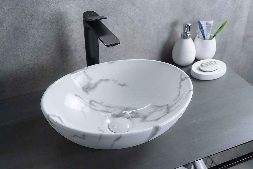Раковина накладная Gid Lago 41 Mnc138C 54473 под камень глянцевая купить в интернет-магазине Sanbest