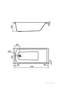 Ванна Santek Фиджи 1WH501596 170x75 купить в интернет-магазине Sanbest