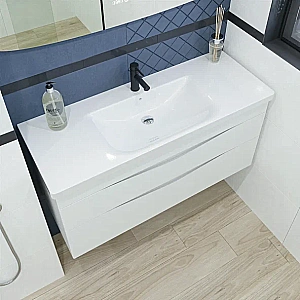 Тумба с раковиной Caprigo Lento 120 два ящика, бланж для ванной в интернет-магазине Sanbest