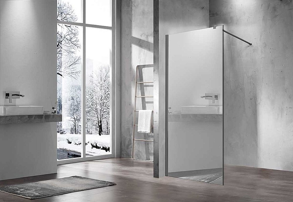 Душевая перегородка Vincea Walk-In VSW-1H900MRGM 90 вороненая сталь/стекло зеркальное купить в интернет-магазине Sanbest