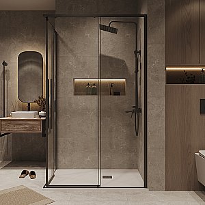 Душевой уголок Grossman Galaxy 300.K33.01.9070.21.00 90x70 стекло прозрачное/профиль черный матовый купить в интернет-магазине Sanbest