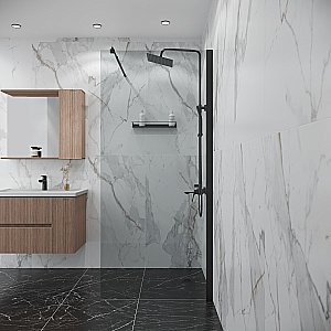 Душевая перегородка Niagara Eco 80 NG-551-80BLACK профиль черный/стекло прозрачное купить в интернет-магазине Sanbest