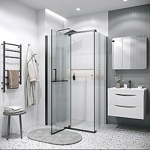 Душевой уголок Grossman Pragma 120.K33.03.1080.21.02 100x80 стекло шиншилла/профиль черный матовый купить в интернет-магазине Sanbest