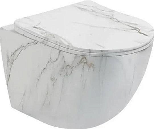 Унитаз подвесной SantiLine SL-5005MRB безободковый, с крышкой микролифт, серый мрамор купить в интернет-магазине Sanbest