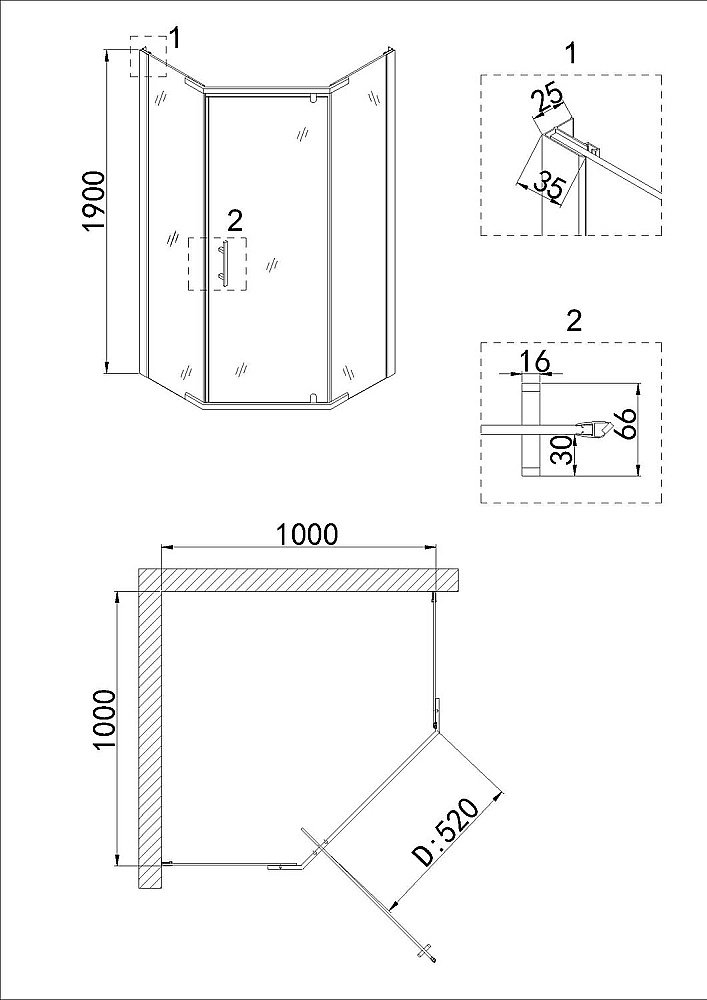 Душевой уголок Niagara Nova NG-6834-08 BLACK 100х100 купить в интернет-магазине Sanbest
