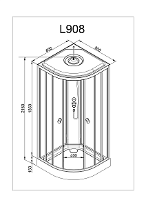 Душевая кабина Deto Серия L 908 с гидромассажем 80x80 купить в интернет-магазине Sanbest