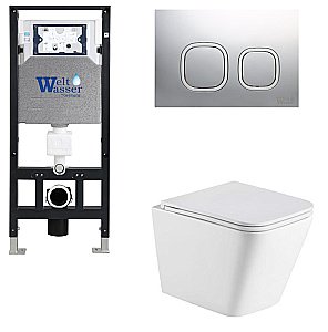 Унитаз с инсталляцией WeltWasser AMBERG 506 + GELBACH 043 MT-WT + AMBERG RD-MT CR белый матовый/кнопка матовый хром купить в интернет-магазине Sanbest