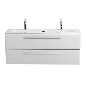 Тумба с раковиной Cezares ECO-CER-N 120 ECO-CER-N-1200-2C-SO-BL белая глянцевая для ванной в интернет-магазине Sanbest