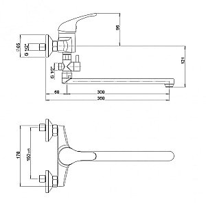 Смеситель для ванны PAINI Creta 42CR119CAKM хром купить в интернет-магазине сантехники Sanbest