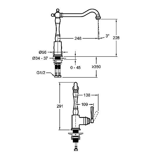 Смеситель для кухни Jacob Delafon CLEO 1889 E24317-CP хром купить в интернет-магазине сантехники Sanbest