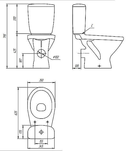 Унитаз Cersanit TRENTO 011 3/6 TPL с крышкой микролифт, с бачком купить в интернет-магазине Sanbest