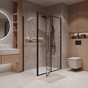 Душевой уголок Niagara Nova NG-85-12AB/NG-A100B-34 120х100 стекло прозрачное/профиль черный матовый купить в интернет-магазине Sanbest