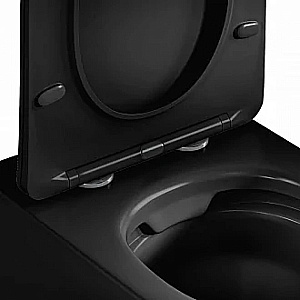 Унитаз подвесной BAS ROUND BLACK безободковый, с крышкой микролифт, черный купить в интернет-магазине Sanbest