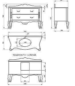 Тумба с раковиной Migliore Virginia 139 Laccato Bianco/Dorato для ванной в интернет-магазине Sanbest
