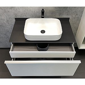 Тумба с раковиной Comforty Милан 90 (T-Y9378) белая/столешница графит для ванной в интернет-магазине Sanbest