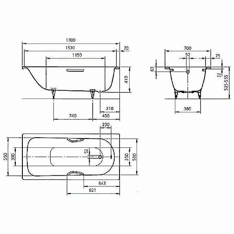 Ванна стальная Kaldewei Saniform Plus Star 335 170x70 133500013001 Easy-clean белый купить в интернет-магазине Sanbest