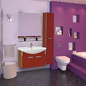 Тумба с раковиной подвесная Misty Джулия 85 красная для ванной в интернет-магазине Sanbest