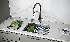 Смеситель для кухни Paulmark Zender Ze213155-BS брашированная сталь купить в интернет-магазине сантехники Sanbest