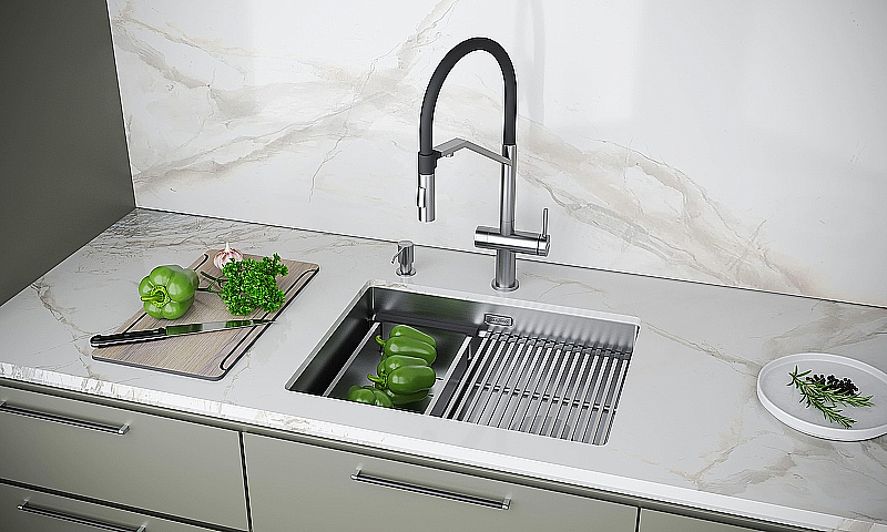Смеситель для кухни Paulmark Zender Ze213155-BS брашированная сталь купить в интернет-магазине сантехники Sanbest