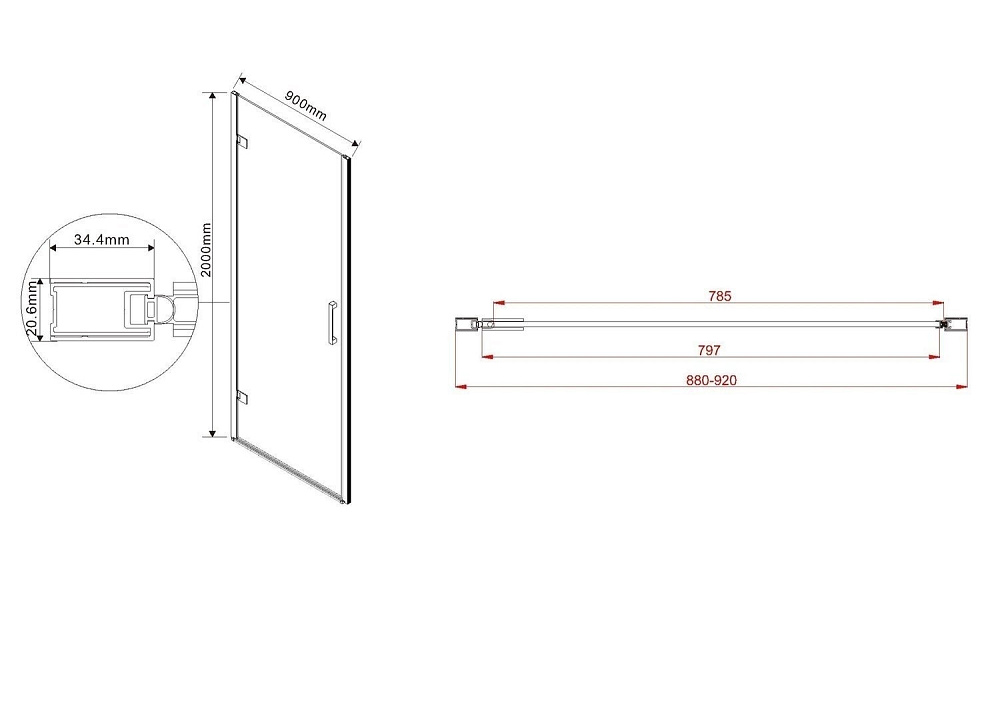 Душевая дверь Vincea FLEX VDP-1F 90 черный/прозрачное купить в интернет-магазине Sanbest